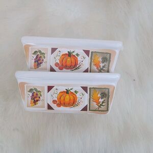 Autumn Fall pumpkin mini loaf ceramic baking pan dishes Set Of 2